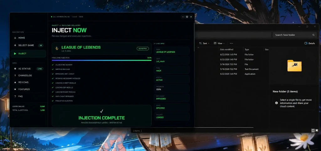 League of Legends Hacks loader — inject ESP, aimbot, and radar after checkout
